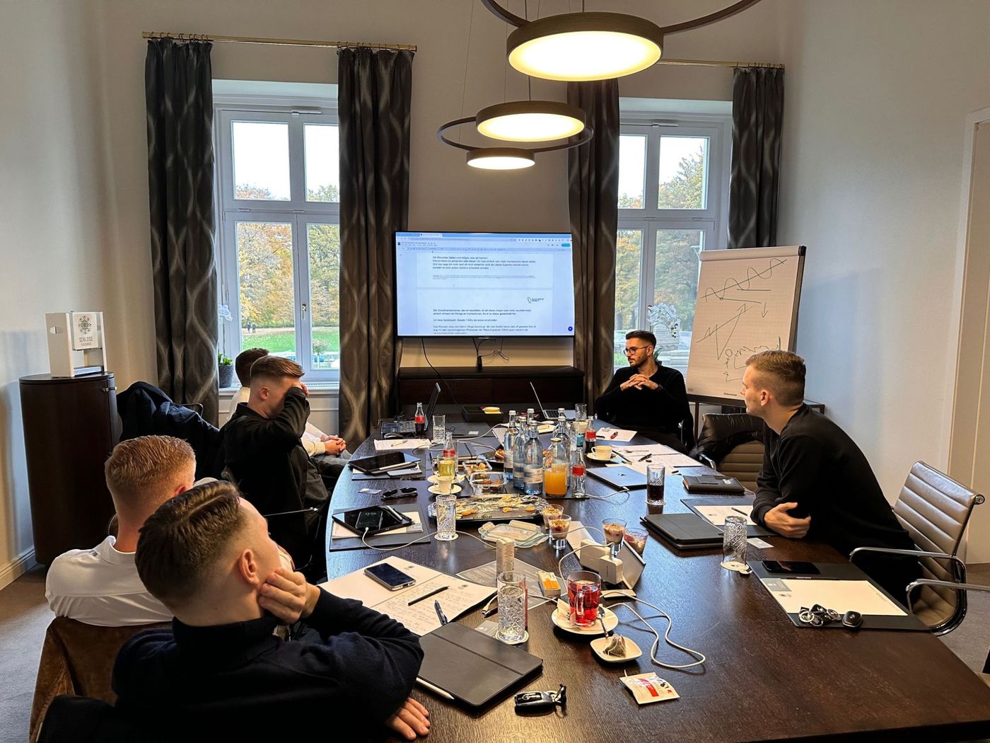 Founder und WhiteLion-Team am Konferenztisch vor der Präsentation