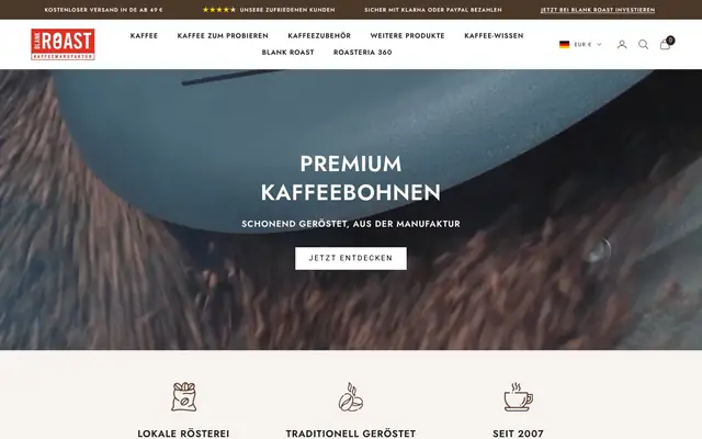 Startseite von Blank Roast