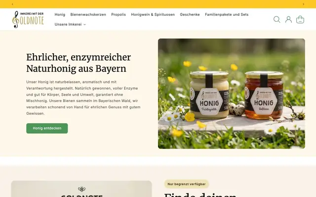 Startseite von Imkerei Goldnote