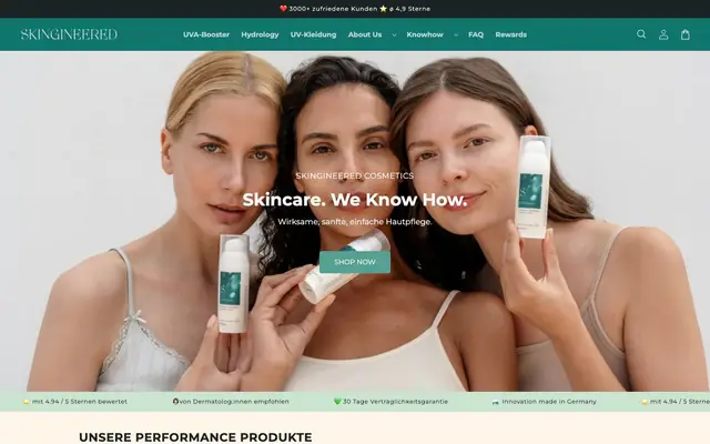 Startseite von Skingineered Cosmetics